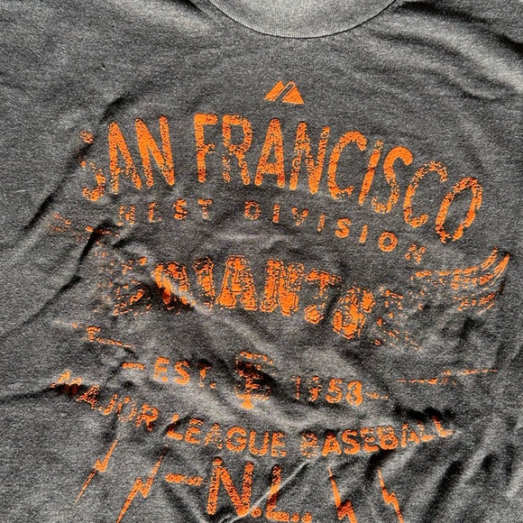 San Francisco Giants Majestic MLB Shirt Gray Orange Mens Size XL - Picture 4 of 5